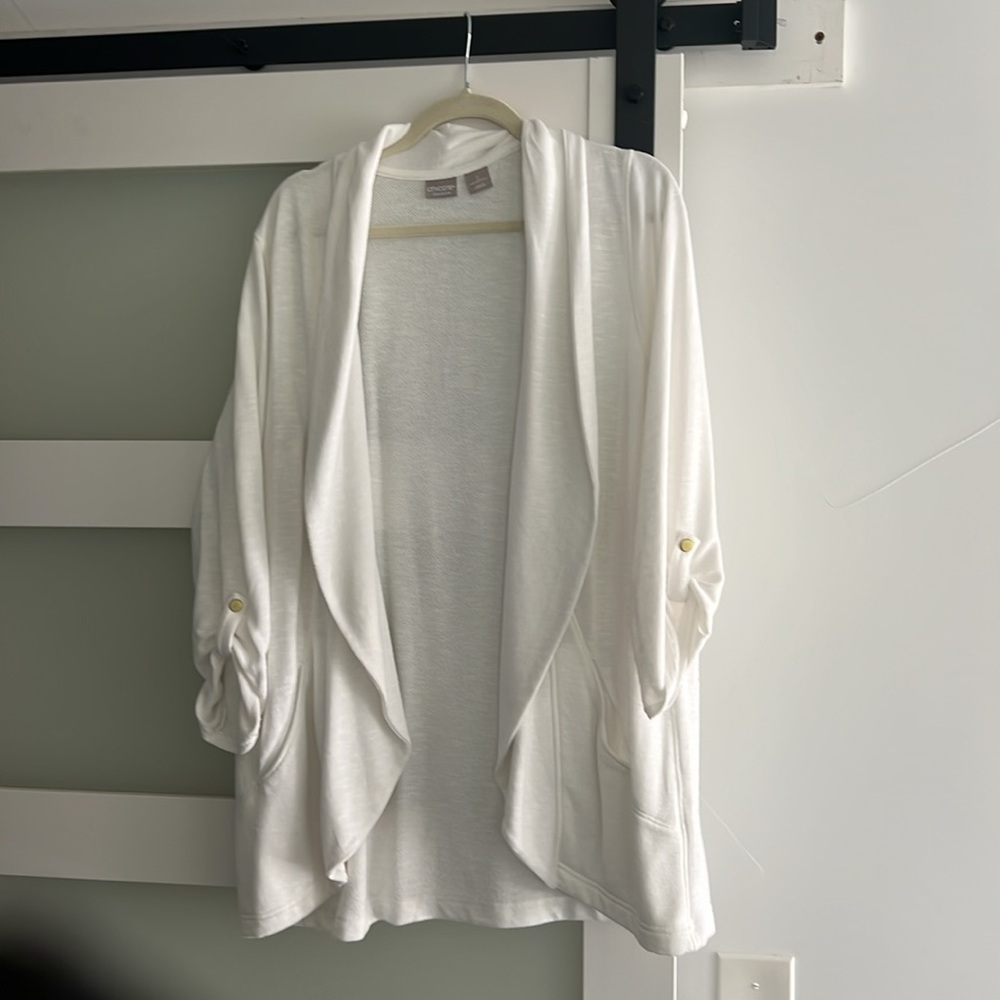 Chico's Elegant White Open-Front Cardigan